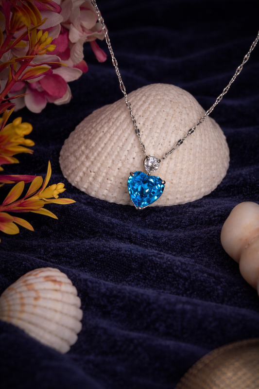 Blue Heart Crystal Pendant Necklace✨💙
